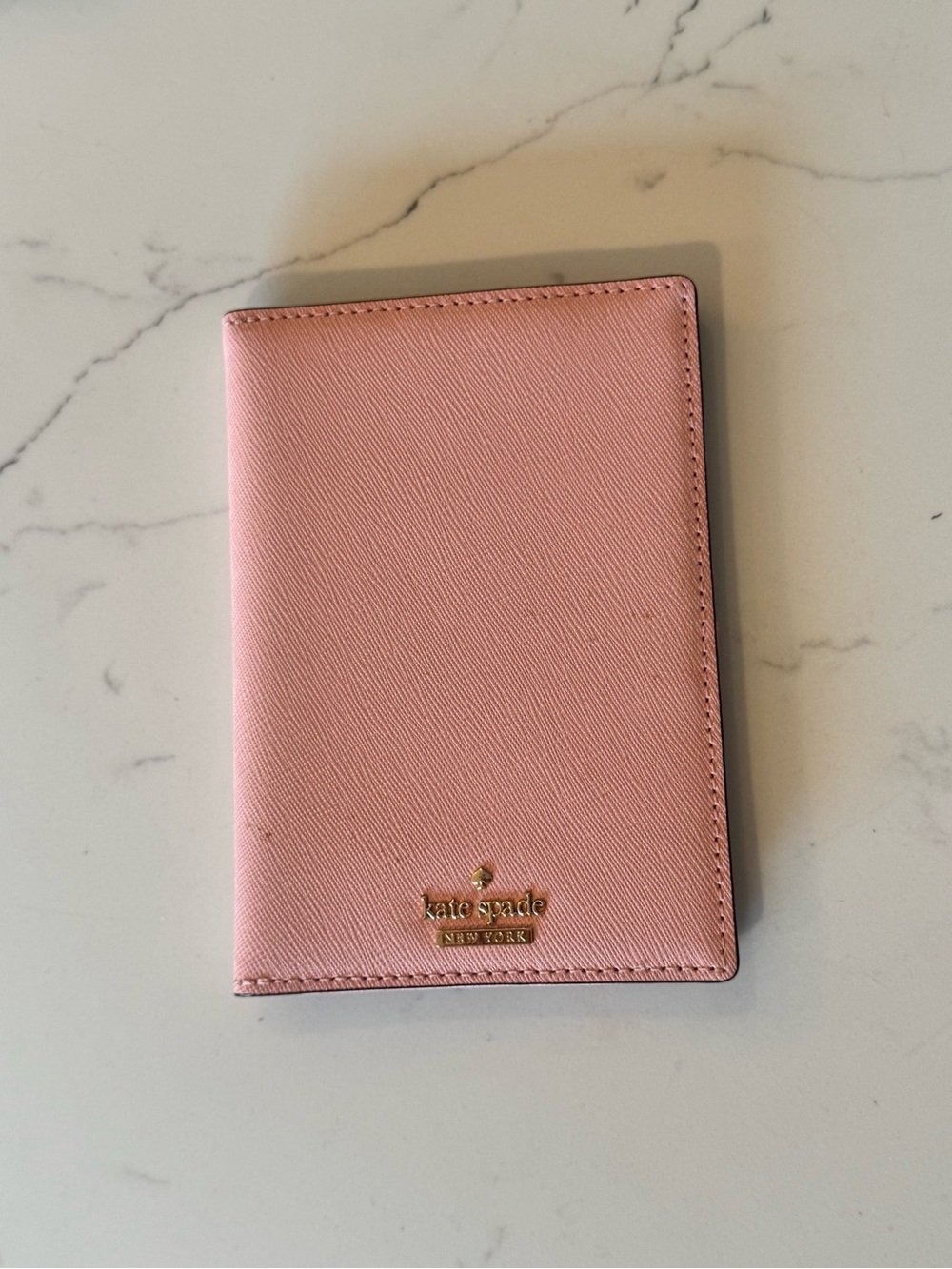 kate spade Pink Leather Passport/Card Holder with Gold Logo